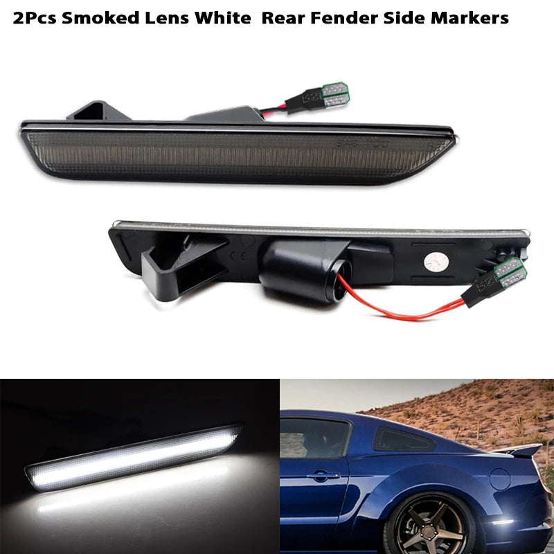 2pcs Car Front Rear Bumper Side Marker Light White For Ford Mustang Base GT Shelby GT500 Boss 302 2010 2011 2012 2013 2014