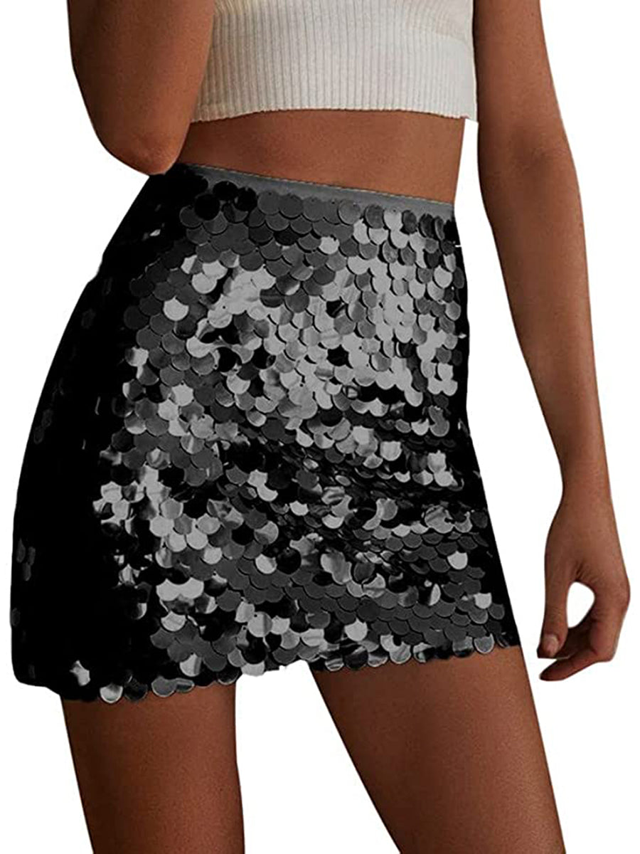 Women s Sequin Skirt Sparkle Fashion Stretchy Bodycon Glitter High Waist Spring Packaged Party Skirts Streetwear