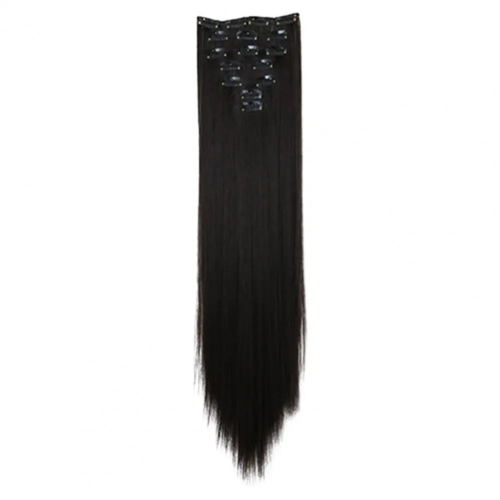 56cm Wig Extensions Women's Synthetic Clip-in One Piece Straight Hair Extensions Synthetic Wigs Seamless Customizable Wig Pieces