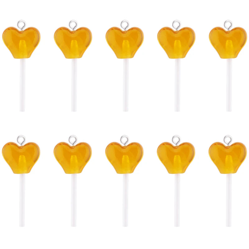 10Pcs Sugar Candy lollipop Resin Charms Diy Findings Kawaii 3D Keychain Earring Pendant Charms For Jewelry Making Suppplies
