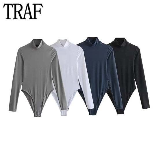 TRAF 2024 Women's Long Sleeve Body High Neck Lingeries Bodysuit Woman Basic Bodysuit Tops For Women Elegant Women's Bodys