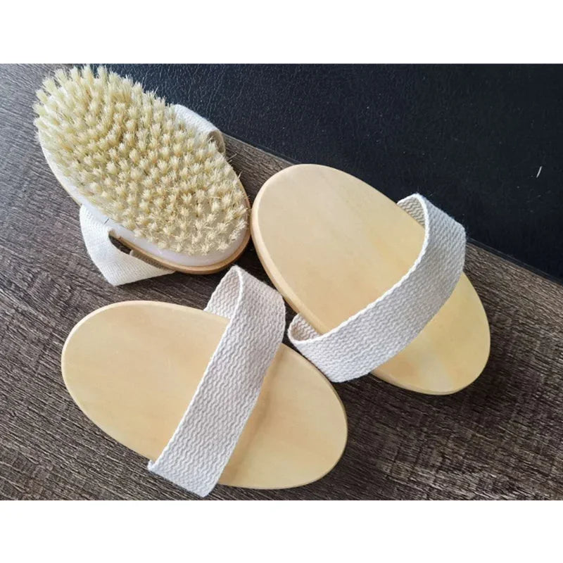 Wet Dry Skin Body Brush Natural Pig Bristles Dry Skin Exfoliating Body Massage Cleaning SPA Tool For Cellulite Lymphatic Drainag Viralgem Store
