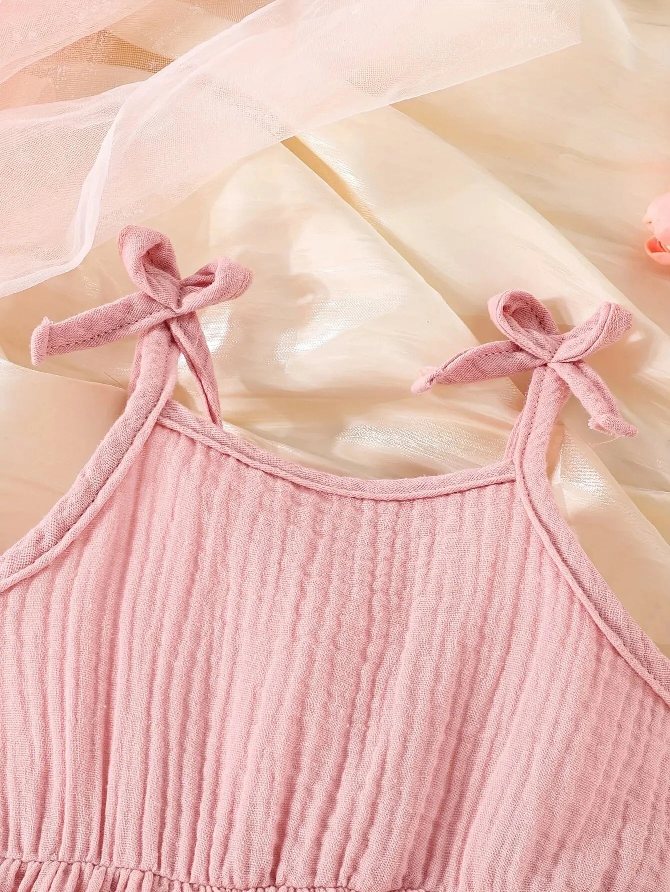 2 Sets Summer Newborn Baby Cool Breathable Pink Slip Triangle Onesie + Headband Cute Comfortable Coft Cotton Dress