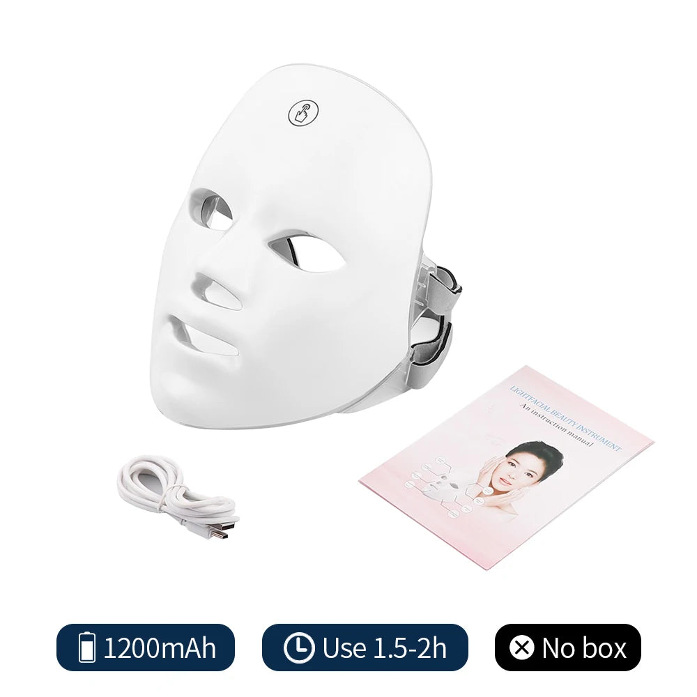 7 Colors Photon Facial LED Mask Red Light Therapy Anti Aging Face Neck Beauty Mask Relaxation Treatment Anti-Wrinkle Skin Care Viralgem Store