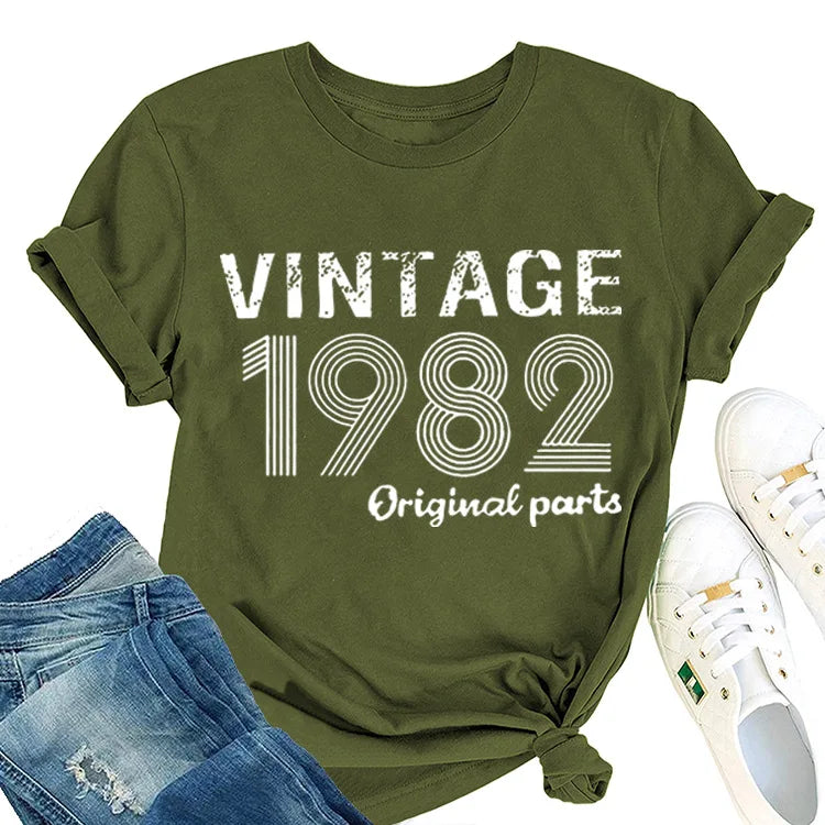 Vintage 1982 Original Print Women T Shirt Short Sleeve O Neck Loose Women Tshirt Ladies Tee Shirt Tops Camisetas Mujer