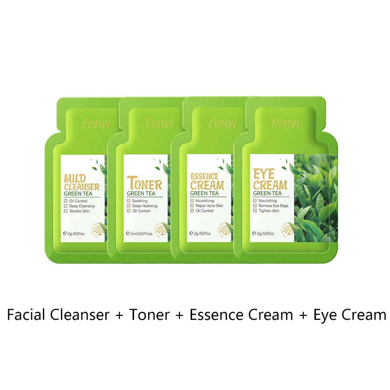 4pcs Skincare Sets Sakura Cleanser Face Cream Toner Eye Cream Deep Cleansing Moisturizer Oil Control Skin Care Kit Travel Outfit