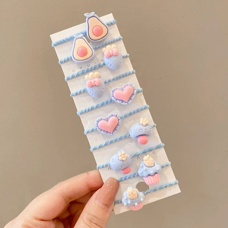 50 Pcs Girls Cartoon Fruit Animal Rubber Band Hair Accessories Cute Baby Small Rubber Band Hair Circle Holiday Gift Set Viralgem Store