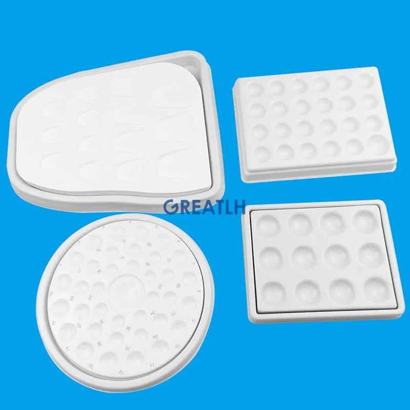 1pcs Dental Lab Mixing Watering Moisturizing Plate Ceramic Palette with Transparent Cover 12/24/36 Slot Dental Supplies Viralgem Store
