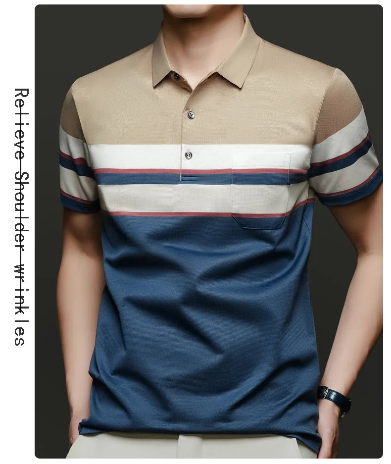 Top Grade Summer Brand Polo Shirts For Men Designer Summer Stripped Luxury Short Sleeve Slim Casual Tops Fashions Men Clothes Viralgem Store