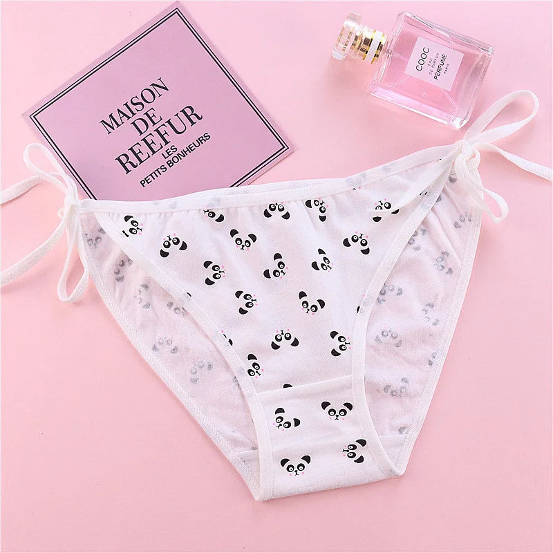 SP&CITY Young Girls Student Cute Underwear Women Japan Lace Up Cotton Panties Funny Hollow Out Seamless Briefs Female Lingerie