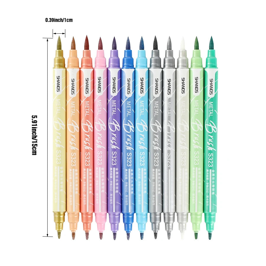 6/12 Pieces Double-ended Color Markers, Art High-value Hand-painted Pens, Suitable for Adults and Children School Office Gifts