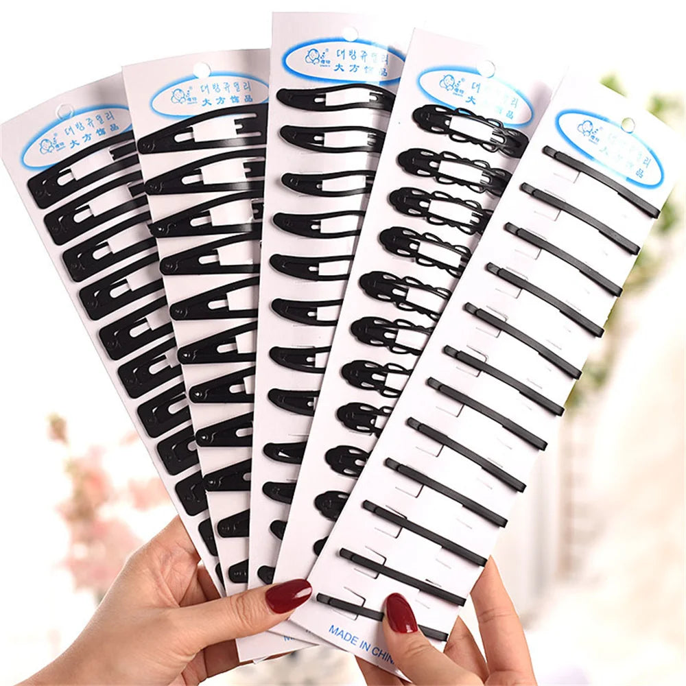 12Pcs/Set Black Hair Clip Woman Hair Barrettes Metal BB Clips Hairpins Headwear Small Pins Beauty Hairgrips Styling Accessories