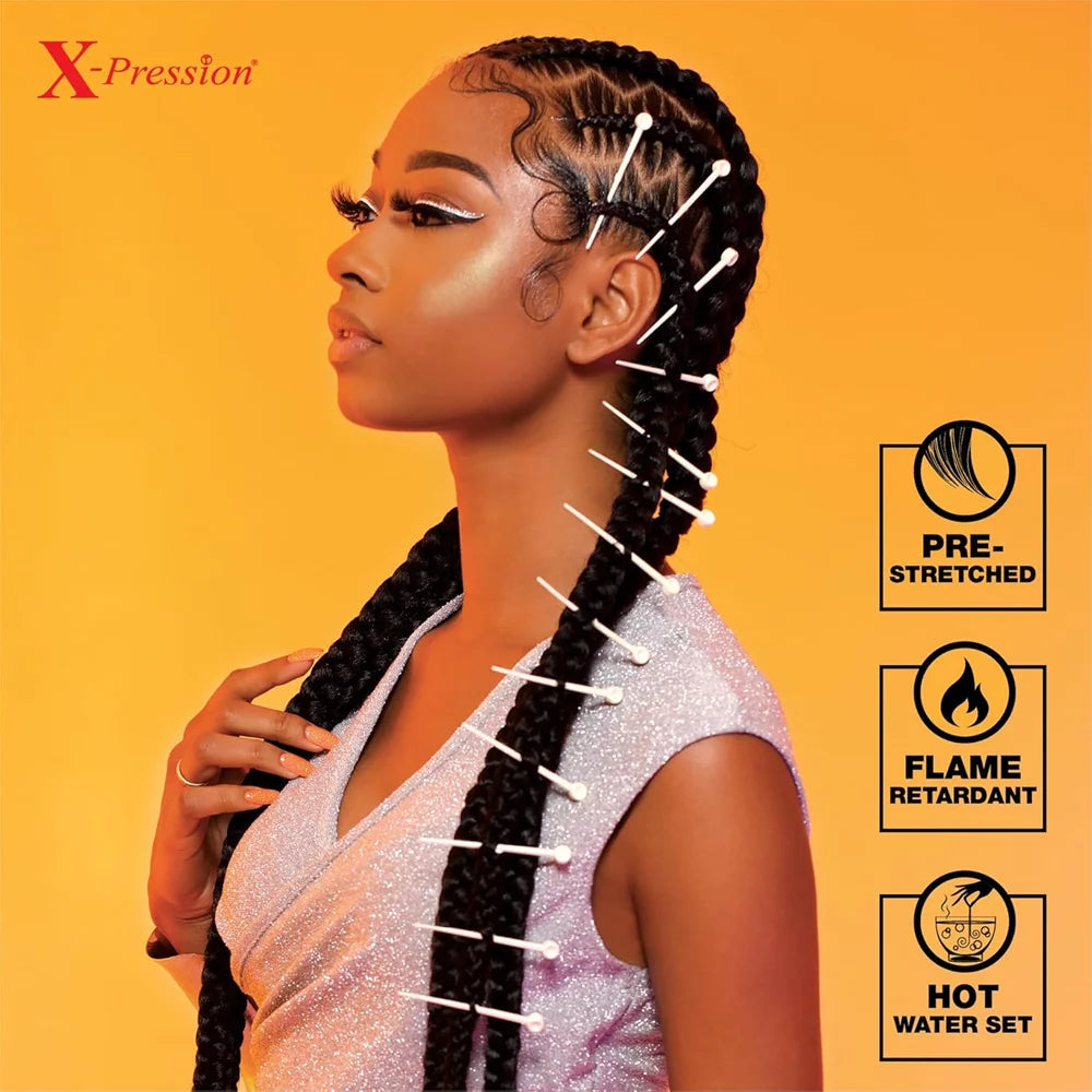 Synthetic Xpression prestretched braiding hair - 3x xpression kanekalon flame retardant smooth yaki braid - 3x x-pression Viralgem Store