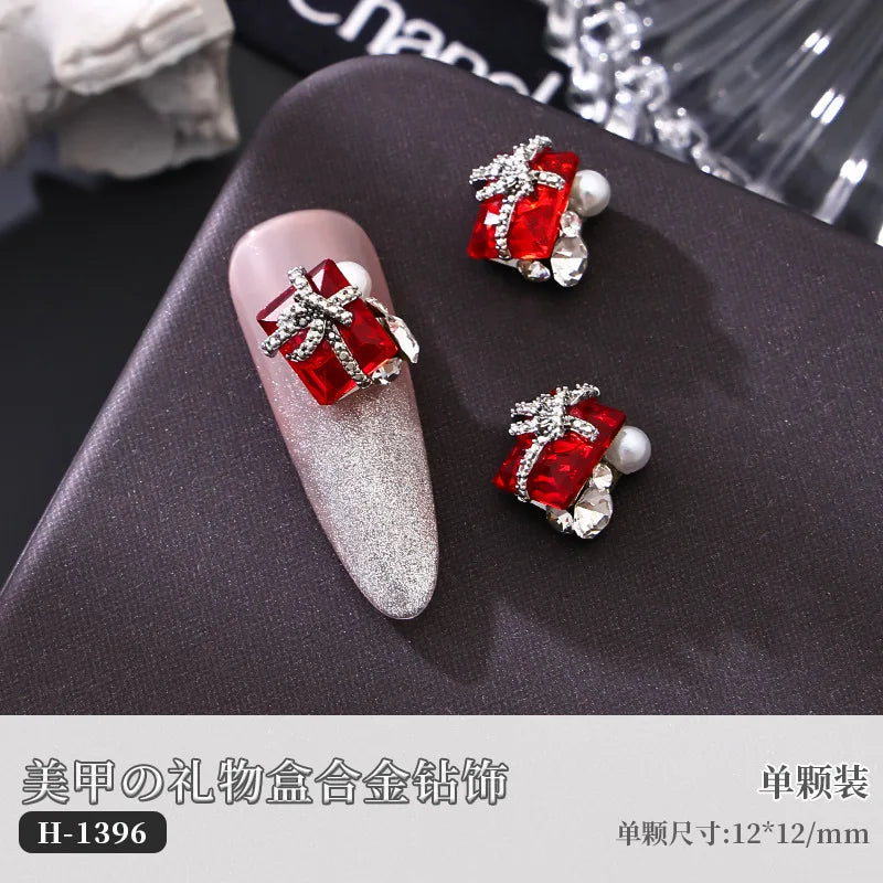 5PCS Luxury Sparkle Gift Box Pile Diamonds Crystal Love Alloy X Butterfly Pearl Nail Art Rhinestones Decorations Manicure Charms Viralgem Store