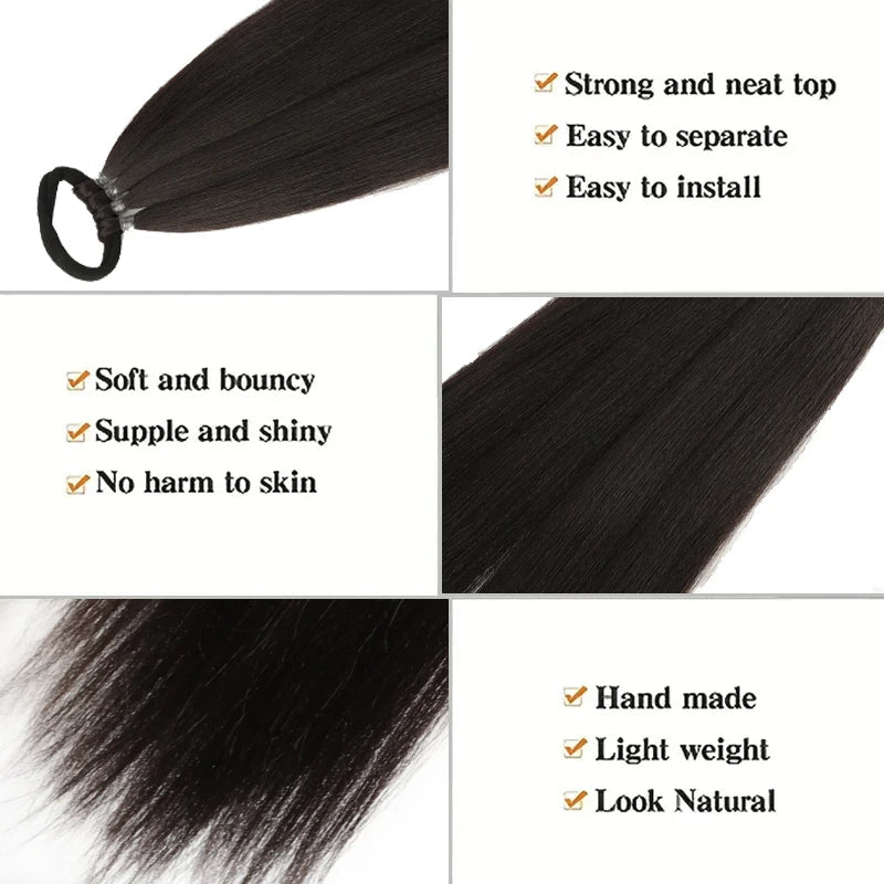 Women's Yaki long straight synthetic boxing braid, ponytail rubber band hair loop easy to wear suitable for all girls Viralgem Store