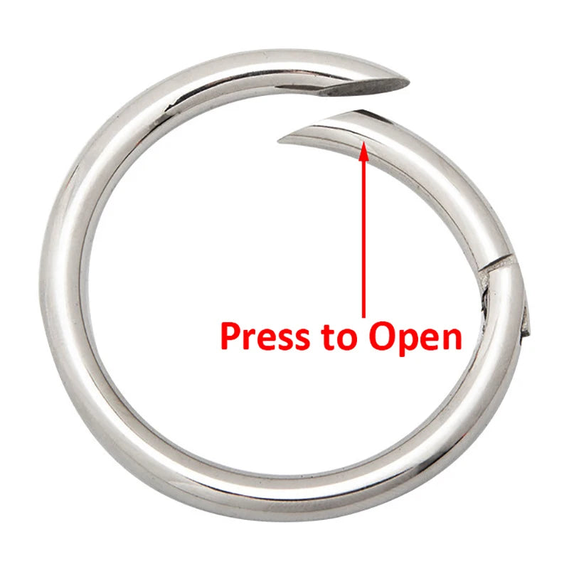 12-35mm Stainless Steel Spring Clasps Keyring Hooks for Keychain Key Holder Openable Round Key Ring Carabiner Jewelry Making DIY