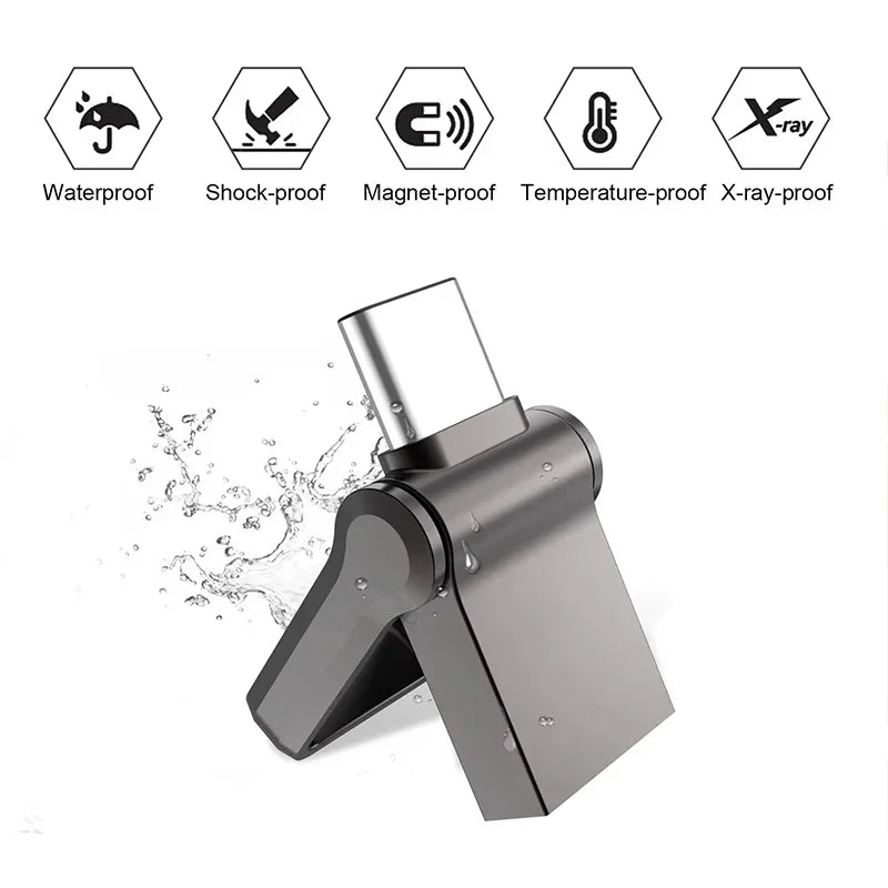 Xiaomi 2TB 3.2 Flash Drive USB Type-c 2-In-1 High Speed Transfer Metal U Disk Waterproof Universal For Mobile Phone Computer