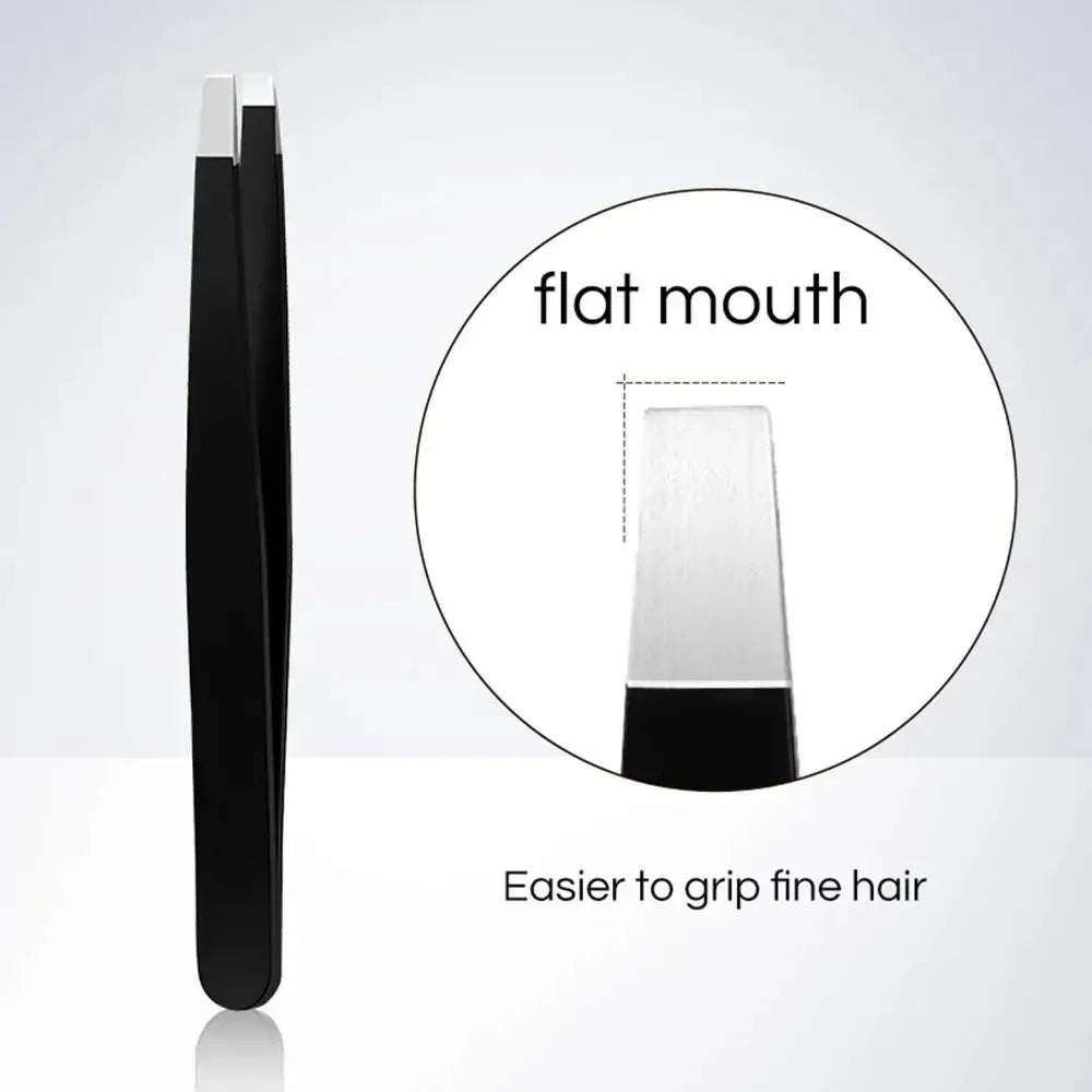 Stainless Steel Black Eyebrow Tweezer with Slant and Flat Point Beauty Tools for Eyelash Tweezer & Ingrown Hair Removal Viralgem Store