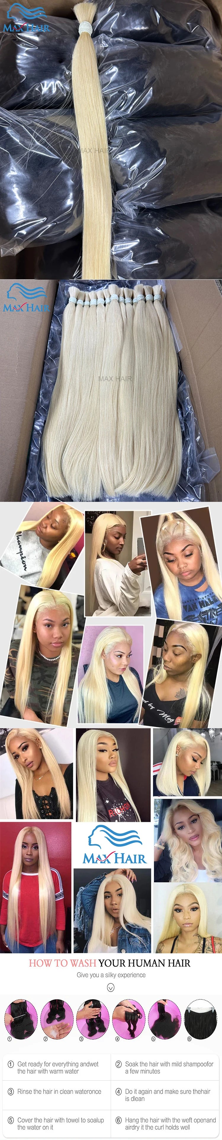 613 cabelo solto Human Hair Bulk For Braiding No Weft Human Hair Extensions Cheveux Naturel Vietnamita 613 Blonde pelo suelto