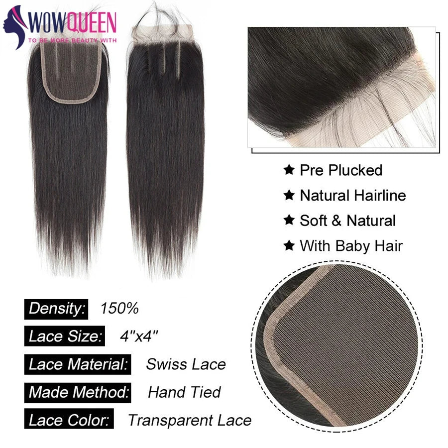 Straight 4x4 5x5 6x6 Lace Closure 2x6 Human Hair Transparent 13x4 13x6 Lace Frontal 100% Human Hair Remy Ear to Ear Full Frontal Viralgem Store