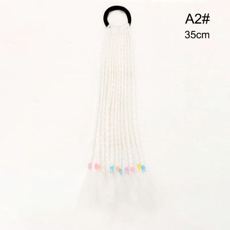 35cm Girl Thicker Wig Ponytail Hair Ropes Kids Twist Braid Rope Headdress Hair Braider Elastic Hair Band Rubber Hair Accessories Viralgem Store