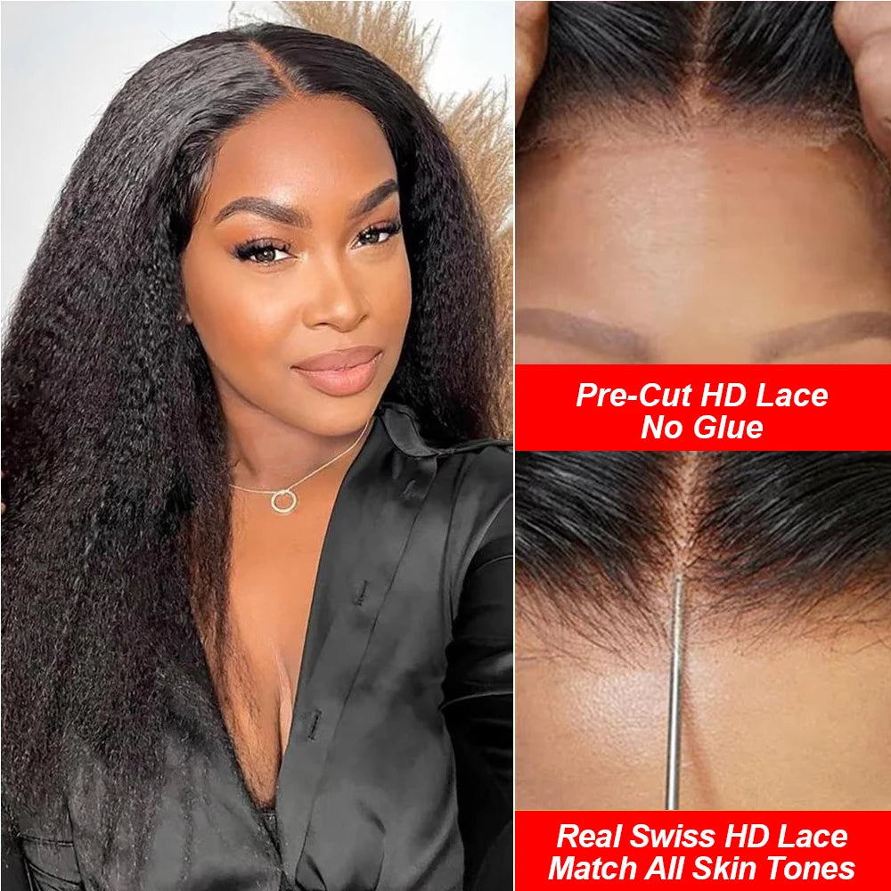 Yaki Kinky Straight Human Hair Wigs Glueless Wig 100% Human Hair Ready To Wear Preplucked HD Lace Wigs For Women Pre Cut No Glue Viralgem Store