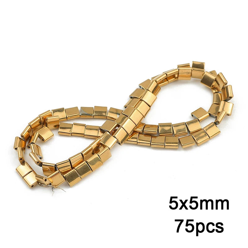 3A+ Retention Color Various Shapes Star Heart Hematite Natural Stone Plated Loose Gold Beads For Jewelry Making Diy Bracelets