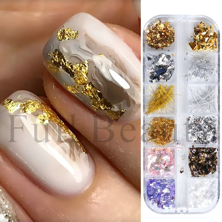 12 Grids Opal Dream Crystal Sequins Nail Flake Galaxy Iridescent Aurora 3D Paillette for Winter Autumn Manicure Decoration SWYFH Viralgem Store