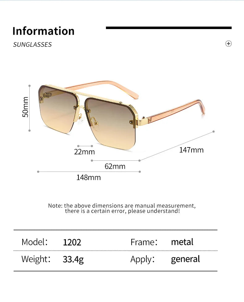 2024 New Square Frame Sunglasses Europe And The United States Fashion Sunglasses Men And Women Half Frame Sunglasses
