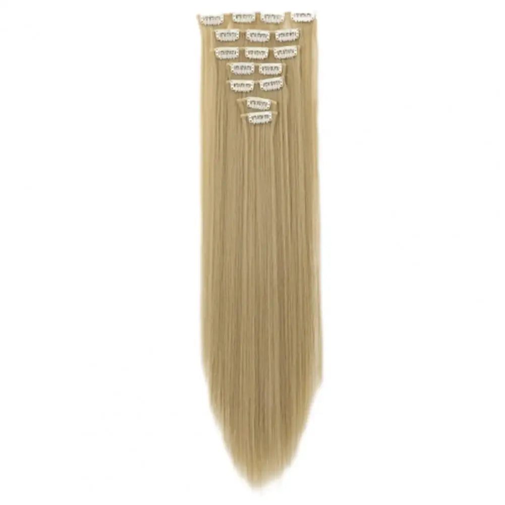 56cm Wig Extensions Women's Synthetic Clip-in One Piece Straight Hair Extensions Synthetic Wigs Seamless Customizable Wig Pieces
