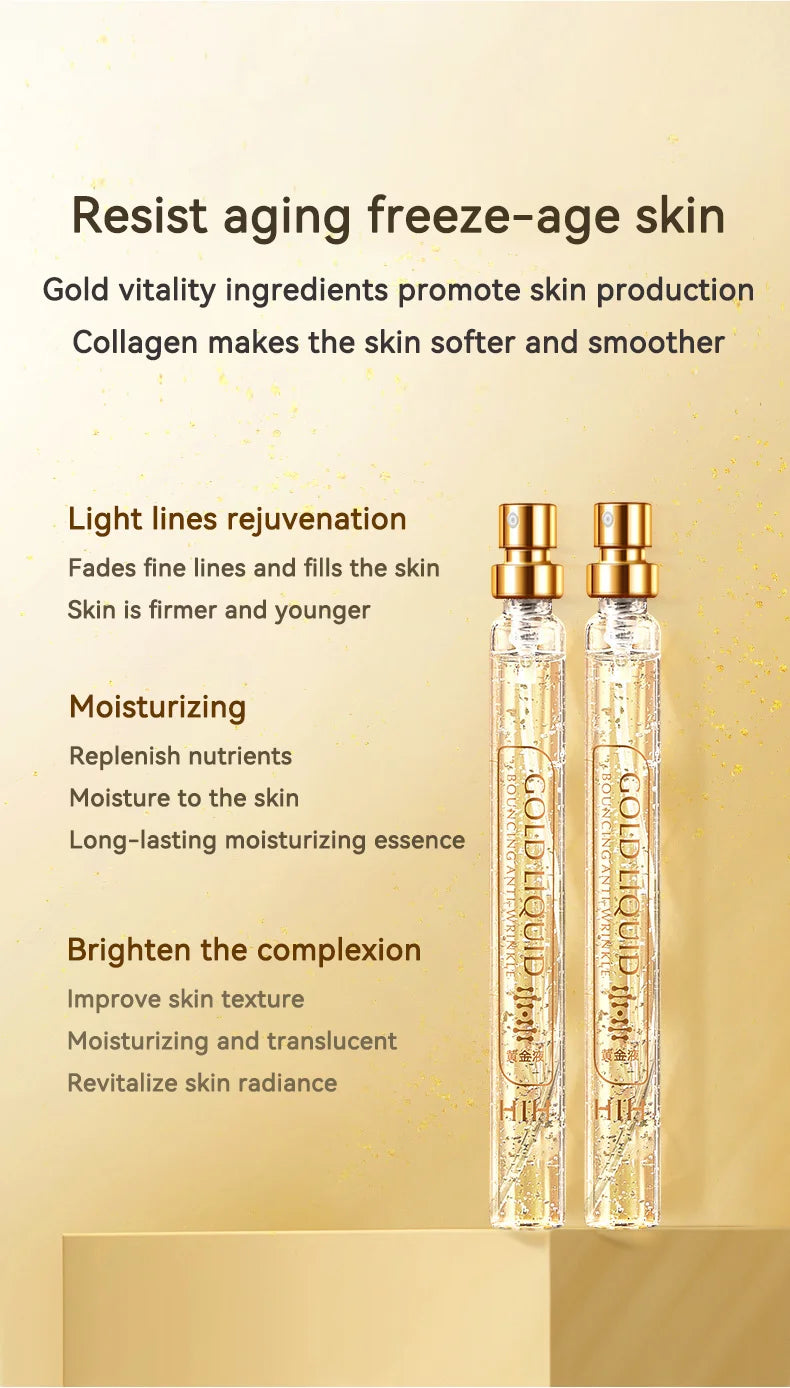 24K Gold Face Serum Active Collagen Silk Thread Facial Skin Care Essence Anti-Aging Smoothing Firming Moisturizing Hyaluronic Viralgem Store