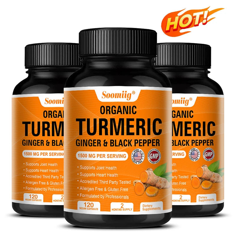 Soomiig Organic Turmeric and Black Pepper, Improves Absorption, Joint Support Supplement, Supports Heart Health and Digestion Viralgem Store