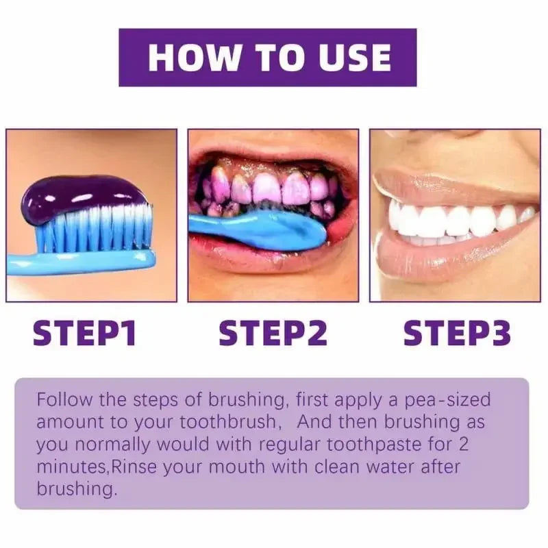 30ml V34 SmileKit Purple Toothpaste Whitening Removes Tartar Clean Oral Hygiene Fresh Breath Brightening Teeth Care Products