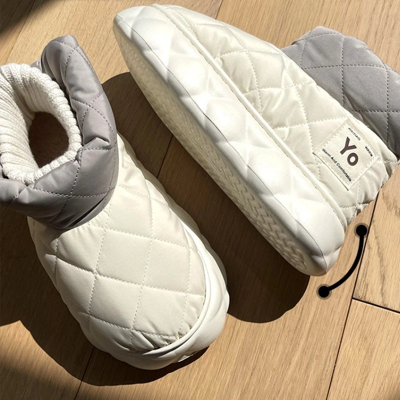 Winter Soft Women's Snow Boots Warm Snow Boots Thick Sole Bare Boots Mesh Red Couples Warm and Comfortable Winter Shoes Snow