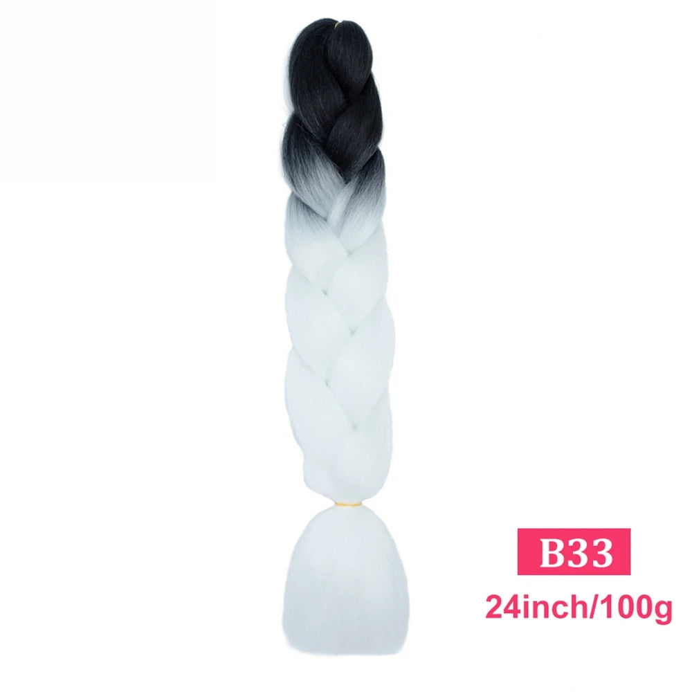 24inch Synthetic Long Braiding Hair Pre Strethced Colorful Ombre Brown Blonde Crochet Jumbo Braids Hair Extensions For Women