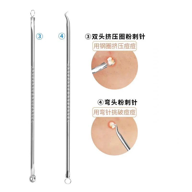 4PCS Acne Blackhead Comedone Black Spot Pimple Blemish Remover Skin Care Women Beauty Acne Treatment Pore Cleanser Needle Hook