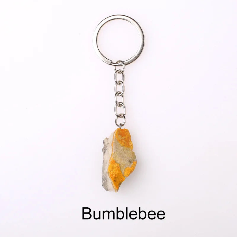 20pcs Natural Rough Raw Stone Crystal Quartzs Keychain Women Men Handbag Hangle Car Key Holder Raw Mineral Stone KeyRing Jewelry Viralgem Store