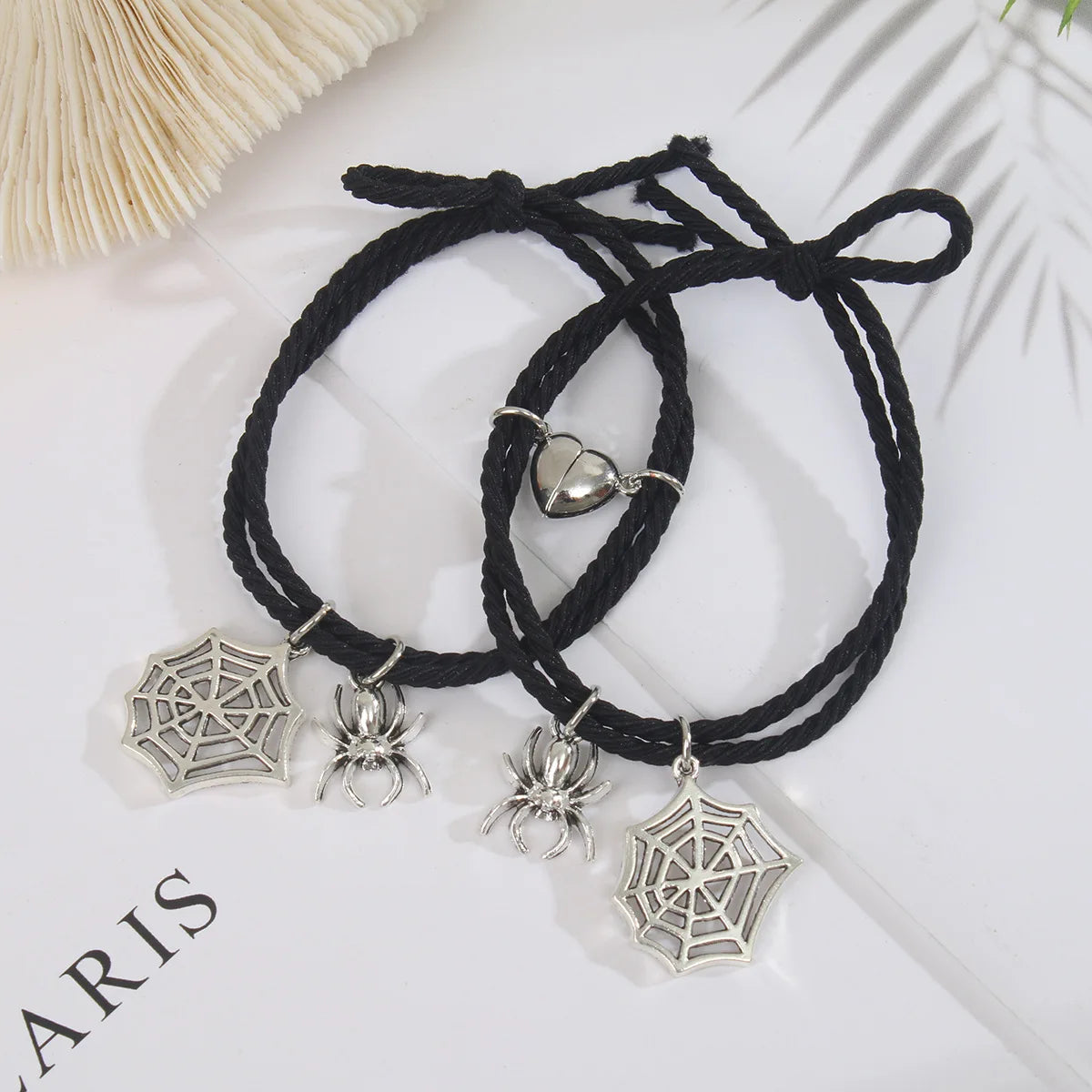 2Pcs Creative Heart Magnetic Matching Couple Bracelets for Women Men Cute Cartoon Ghost Pendant Bracelet BFF Friendship Jewelry