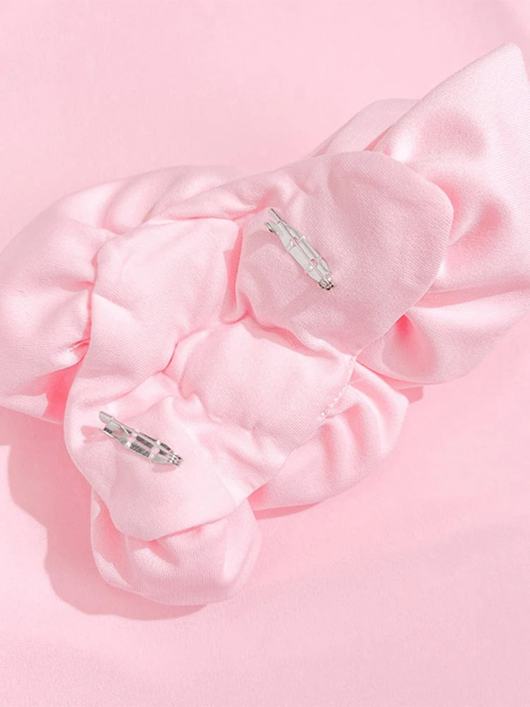 TWOTWINSTYLE Solid Appliques Folds Dresses For Women Half High Collar Flare Sleeve Tunic Long Dress Female Fashion Clothing New Viralgem Store