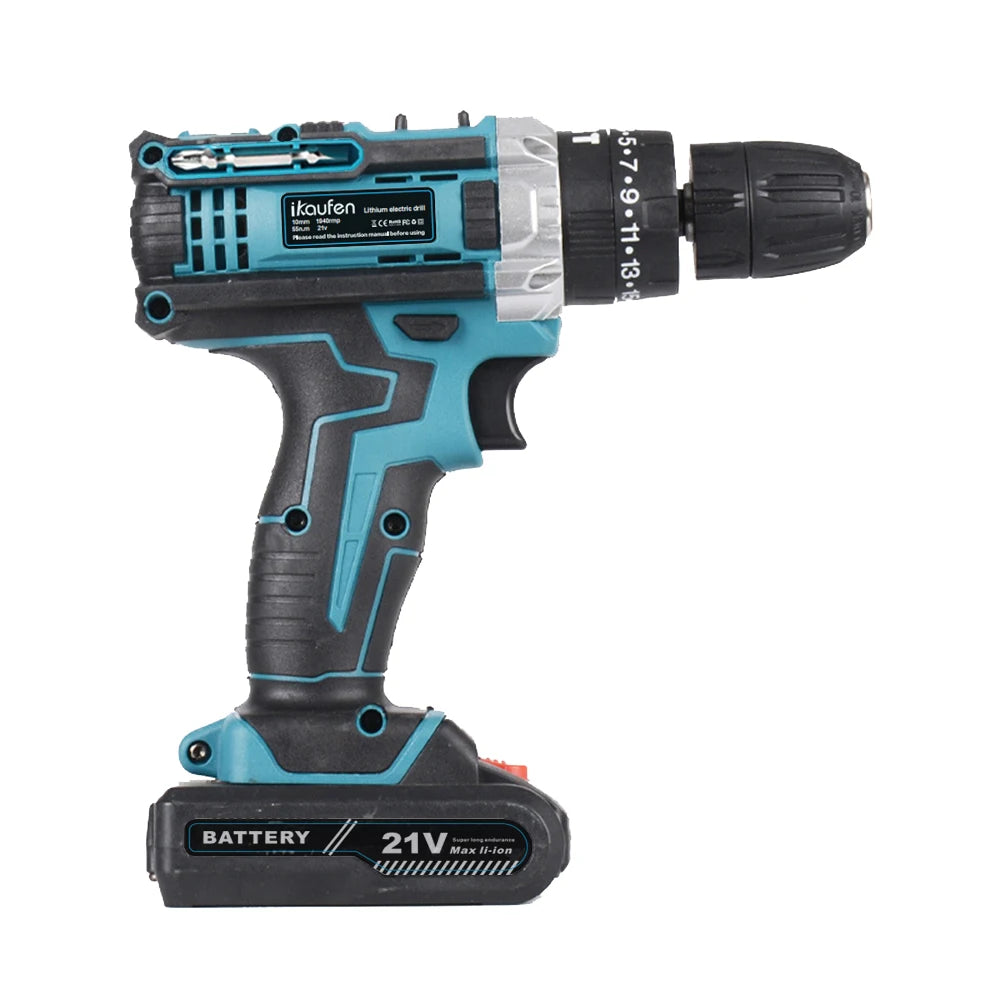 21V Cordless Drill Electric Screwdriver Mini Wireless Power Driver Lithium-Ion Battery Home DIY Cordless Drill Set