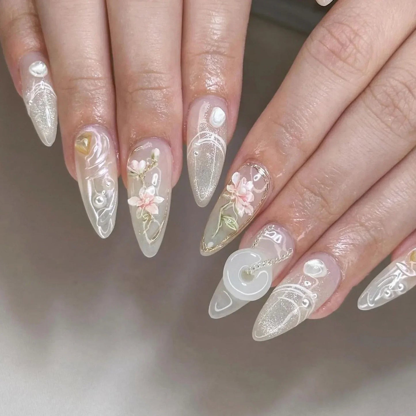 24Pcs Autumn Winter Matte Almond False Nails with Glue Rose Leaf Printing Nail Art Simple Full Cover Press on Acrylic Nails Tips Viralgem Store