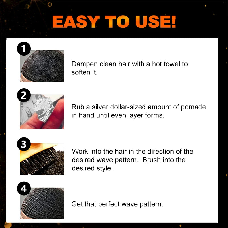 30g Biotin Wave Control Pomade for Men Anti Hair Loss 360 Wave Hair Edge Control Gel Pomade Natural Hair Curly Styling Pomade