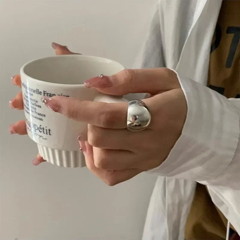 925 Sterling Silve Smooth Ring for Women Gift Personality Punk Creative Adjustable Minimalism Jewelry Dropshipping