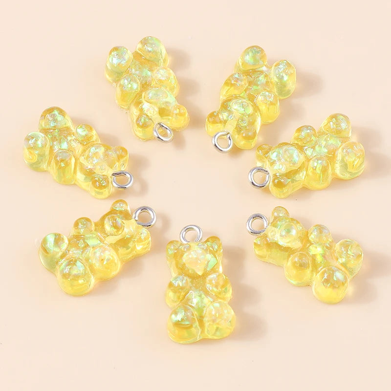 30colors 10pcs 22X11mm Candy Color Gummy Mini Bear Charms for Making Cute Earrings Pendant Necklace DIY Creative Jewelry Finding