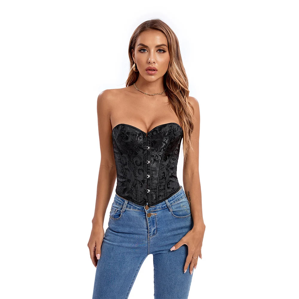 Women Steampunk Corset Bustier Overbust Lingerie Sexy Corselet Lace Up Plus Size Brocade Crop Tops Vest Female Gothic Costume Viralgem Store