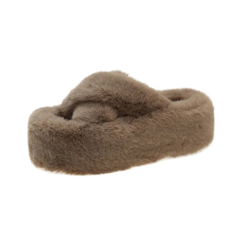 Woman Furry Ladies Faux Fur Luxury Fluffy Plush Slipper House Soft Fuzzy Girl Platform Indoor Flat Casual Sabot Round Toe Winter Viralgem Store