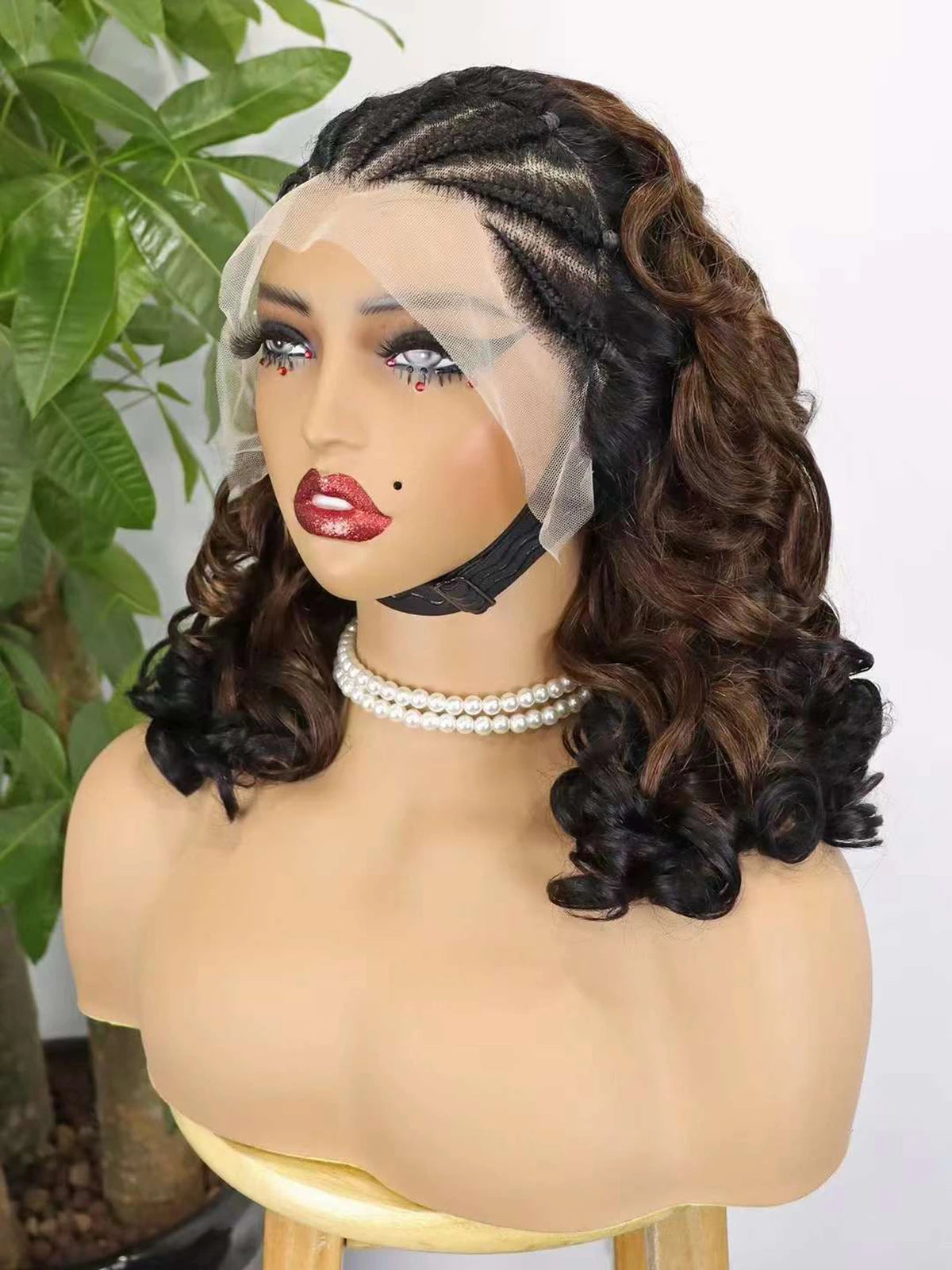 4T30T4 Color  Loose Wave Remy Human Hair Wigs 250% Density 13x4 Lace Frontal Cornrow Braided Wig SLoose Fumi Lace Braid Wig