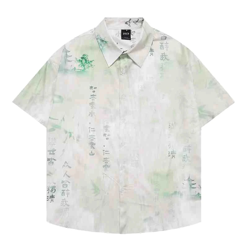 2025 New Fashion Summer Hawaiian Shirts Men's Holiday Casual Chinese style Print Graphic T-shirt Men Clothing Lapel Short Sleeve