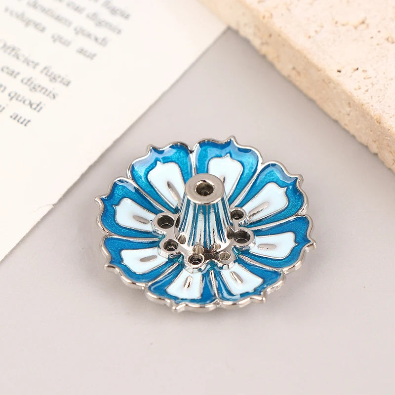 1Pc Lotus Alloy Incense Burner Stick Holder Home Buddhism Line Incense Plate Sandalwood Coil Base Delicate Temples Home Decor