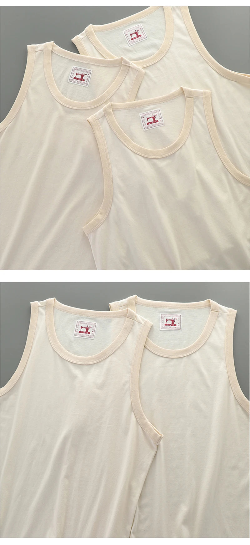 Akkad Kuti Japanese Retro Casual Tank Top Men Heavyweight Cotton Embryo Color Tops Male Teens Sleeveless Vest Spring Summer 2021